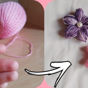Como fazer flor artesanal com linha de crochê #artesanato #flowers #diy