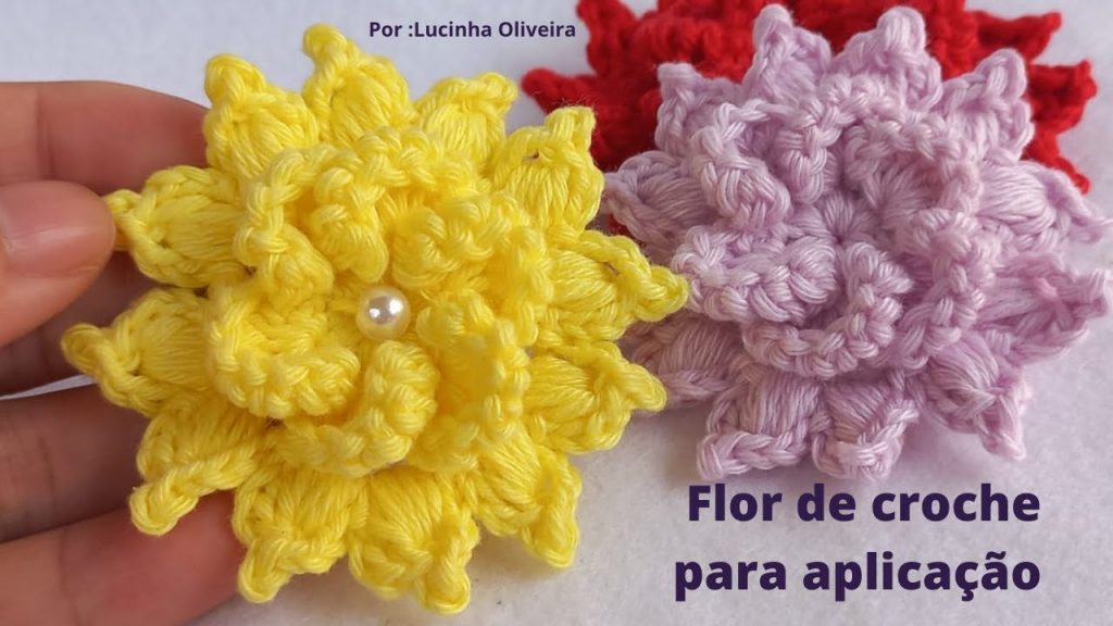 Flor de croche para aplicaÃ§Ã£o – @Fio a Fio CrochÃª