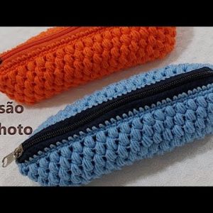 [versão Canhoto] Estojo de Crochê com zíper (sem costura) / Fácil de fazer