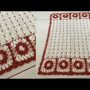 tapete retangular de crochê com square, passo a passo, como fazer, vídeo completo.