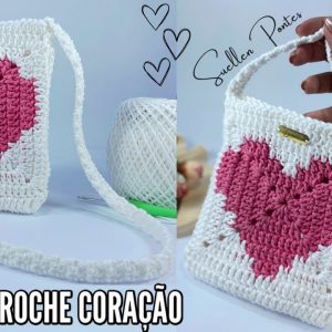 Tutorial Bolsa de Croche Coração – Bolsa Boho Romantica e Linda – Aula Gratis Passo a Passo Crochet