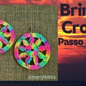 Brincos de crochê flores coloridas/ Brinco de crochê mandala passo a passo @marlythibes
