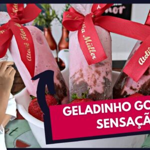 COMO FAZER GELADINHO GOURMET DE MORANGO I O melhor Geladinho Gourmet Sensação