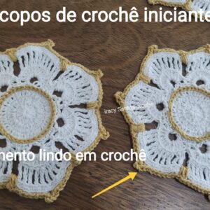 Como fazer Porta copo  de crochê iniciantes  Sousplat de crochê Kit 6 peças #crochet #video
