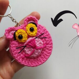como fazer chaveiro de croche – Pantera cor de rosa