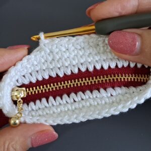 DIY Tutorial – How to crochet mini coin purse with zipper – 2SC stitch
