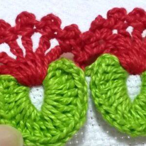 barrado em crochê muito fácil e diferente/bico de crochê com flores 💐 #crochê #barrado #001