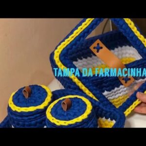 Como fazer a tampa da Farmacinha de crochê em fio de malha|#kithigiene #crochet #crochê  #decoração