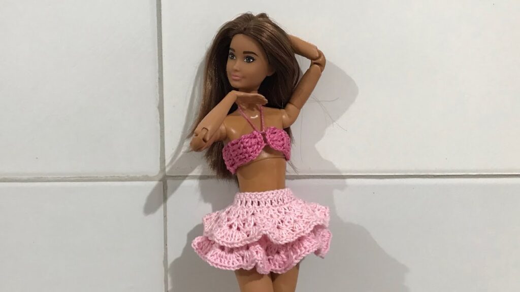 Como fazer saia com babado de crochê para Barbie