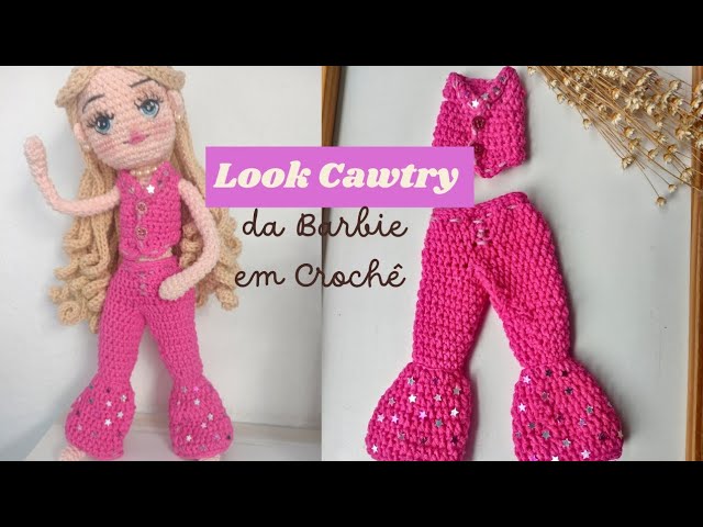 Como Fazer o Look Cawtry da Barbie em Crochê l Passo a Passo l Calça Flare para Barbie em Crochê