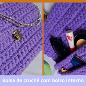 Como fazer bolsa de croche com bolso interno | Para iniciantes